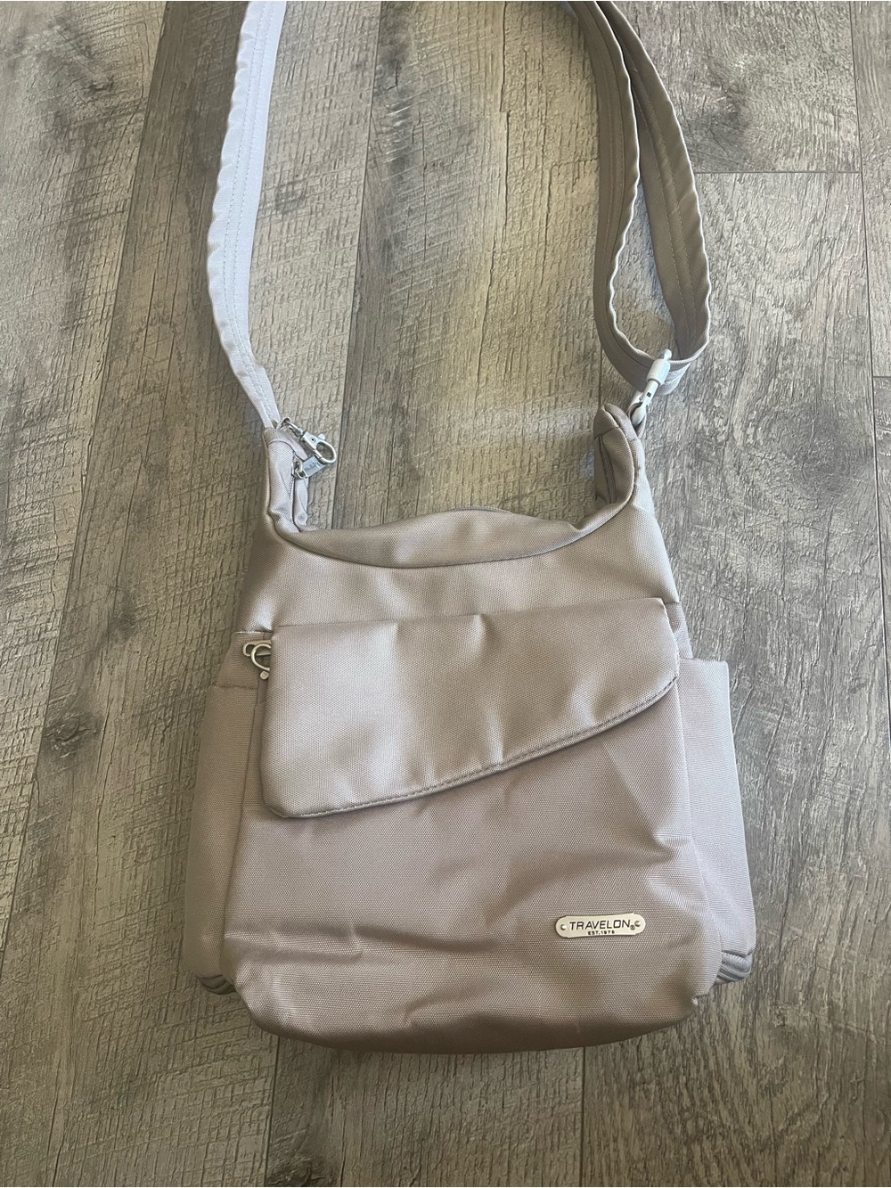 Travelon Neutral Taupe Crossbody Bag with Adjustable Strap